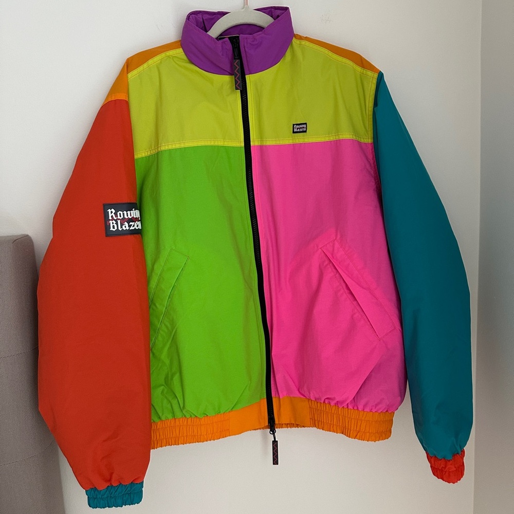 NWT Rowing Blazers Colorblock cashball jacket neon colorblock size M puffer